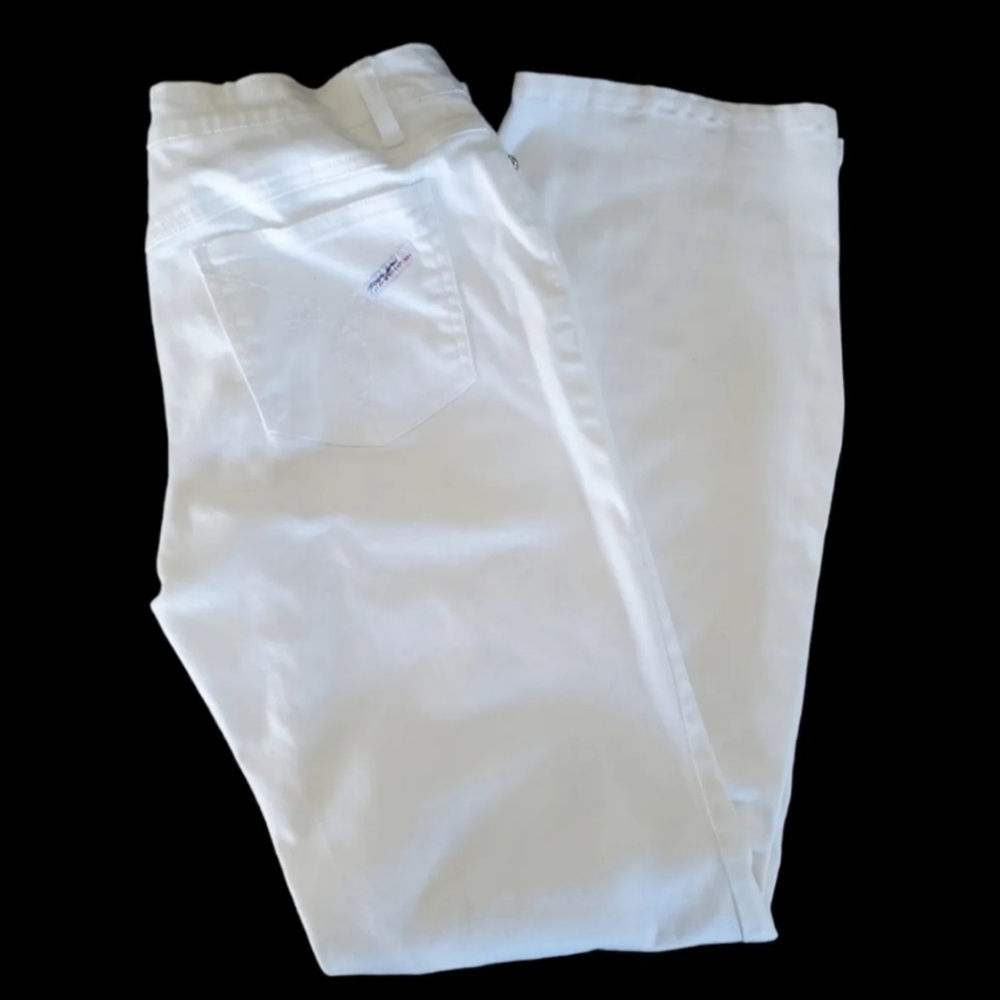 Paco Jeans Junior Womens 11 White Mid Rise Boot Leg 5 Pocket‎ Denim Embroidery